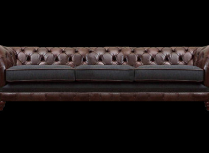 Braun-Grauer Chesterfield Dreisitzer Wohnzimmer Polstersofas Luxus Couch