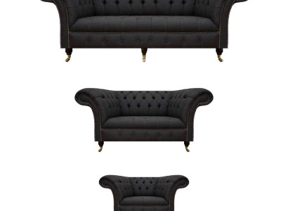 Chesterfield Schwarze Wohnzimmer Couchen Komplette Garnitur 3tlg Set
