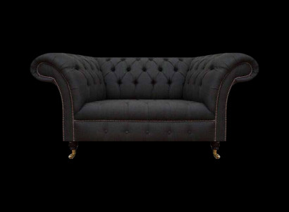 Luxus Chesterfield Sofas Designer Schwarzer Zweisitzer Wohnzimmer Möbel