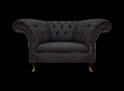 Schwarzer Chesterfield Sessel Designer Sitzmöbel Luxuriöser Einsitzer