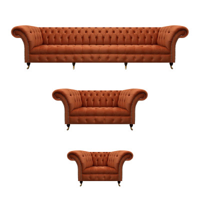 Braune Chesterfield Polstergarnitur Designer Komplette Couchen 3tlg Set