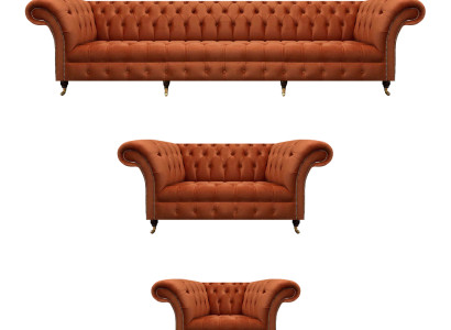 Braune Chesterfield Polstergarnitur Designer Komplette Couchen 3tlg Set