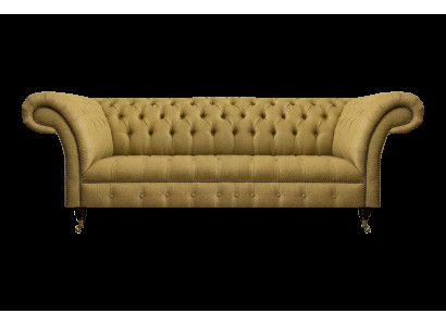 Chesterfield Gelbe Sitzcouch Wohnzimmer Dreisitzer Luxuriöse Edle Möbel