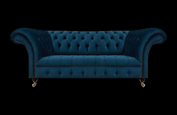 Chesterfield Blauer Polster Zweisitzer Designer Wohnzimmer Textilmöbel
