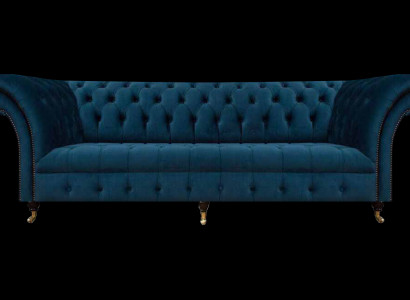 Chesterfield Designer Möbel Dunkelblaue Couch Designer Edle Textilsofas