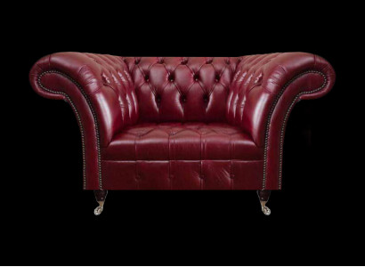 Chesterfield Roter Wohnzimmer Sessel Designer Leder Einsitzer 1-Sitzer