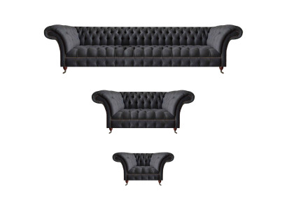 Schwarze Chesterfield Textilgarnitur Polstersitzmöbel Couchgarnituren