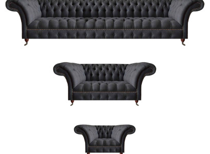 Schwarze Chesterfield Textilgarnitur Polstersitzmöbel Couchgarnituren