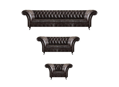 Luxus Braune Chesterfield Möbel Ledergarnitur Viersitzer Sessel 2-Sitzer