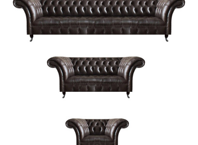 Luxus Braune Chesterfield Möbel Ledergarnitur Viersitzer Sessel 2-Sitzer