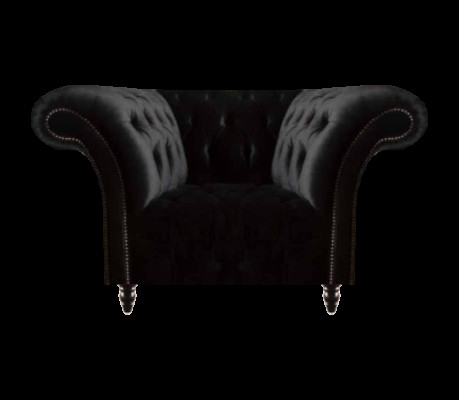 Chesterfield Schwarzer Lehnsessel Polstermöbel Wohnzimmer 1-Sitzer Neu