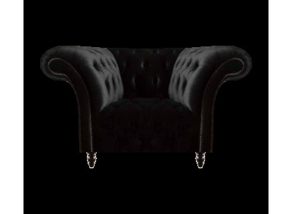 Chesterfield Schwarzer Lehnsessel Polstermöbel Wohnzimmer 1-Sitzer Neu