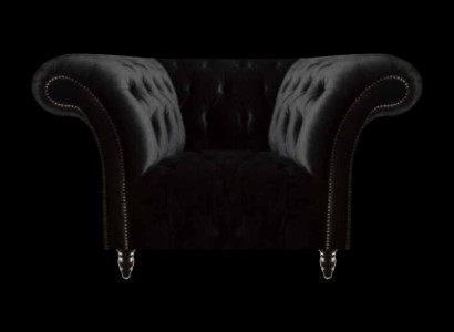 Chesterfield Schwarzer Lehnsessel Polstermöbel Wohnzimmer 1-Sitzer Neu