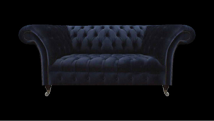 Dunkelblaue Polstercouch Chesterfield Wohnzimmer Textilsofa Moderne Möbel
