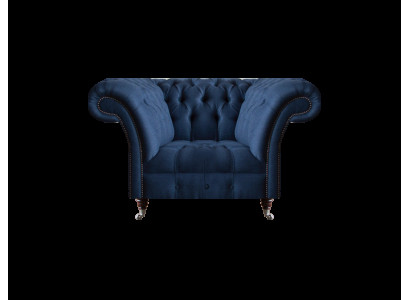 Blauer Chesterfield Lehnsessel Wohnzimmer 1-Sitzer Edle Luxus Sitzmöbel