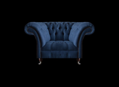 Blauer Chesterfield Lehnsessel Wohnzimmer 1-Sitzer Edle Luxus Sitzmöbel