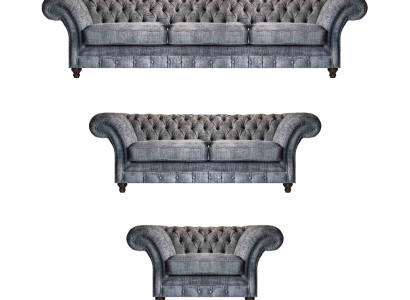 Chesterfield Graue Textilgarnitur Wohnzimmer Sofas Designer Couchen