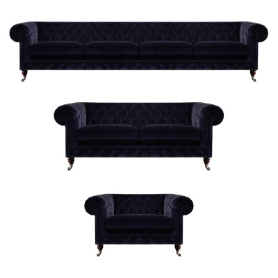 Luxuriöse Blaue Chesterfield Couchen Exklusiver 4-Sitzer Polstersessel