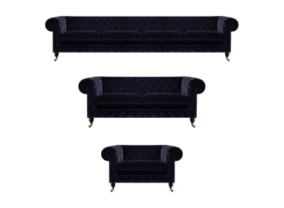 Luxuriöse Blaue Chesterfield Couchen Exklusiver 4-Sitzer Polstersessel