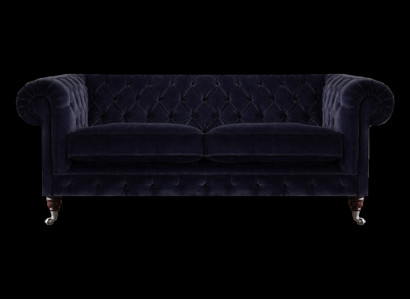 Dunkelblauer Chesterfield Zweisitzer Wohnzimmer Edles Stoffsofa Couch