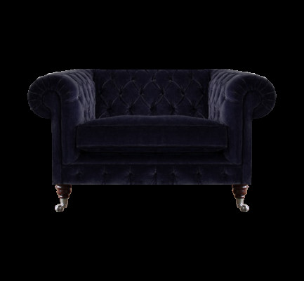 Dunkelblauer Chesterfield Sessel Wohnzimmer Designer Einsitzer Sitzmöbel