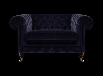 Dunkelblauer Chesterfield Sessel Wohnzimmer Designer Einsitzer Sitzmöbel