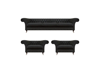 Moderne Chesterfield Schwarze Sitz Couchen Sofagarnitur Sessel 3-Sitzer