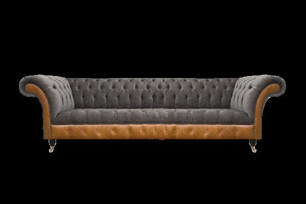 Luxuriöser Chesterfield 4-Sitzer Designer Viersitzer Textil Couch Sofas