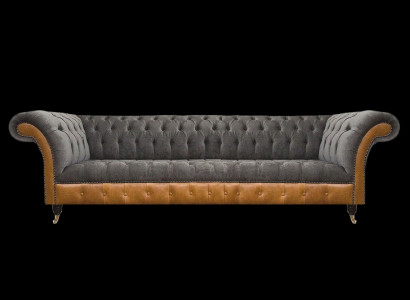 Luxuriöser Chesterfield 4-Sitzer Designer Viersitzer Textil Couch Sofas