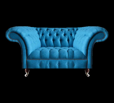 Blauer Chesterfield Textil Zweisitzer Sitzmöbel Designer Edle Sitzsofas