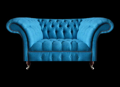 Blauer Chesterfield Textil Zweisitzer Sitzmöbel Designer Edle Sitzsofas