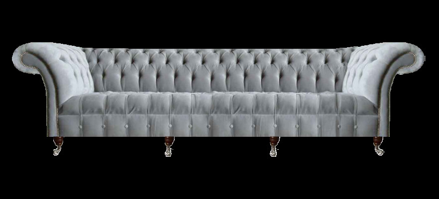 Hellgraue Chesterfield Viersitzer Couch Designer Polstersofas Edles Sofa