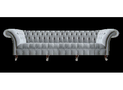 Hellgraue Chesterfield Viersitzer Couch Designer Polstersofas Edles Sofa
