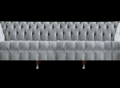Hellgraue Chesterfield Viersitzer Couch Designer Polstersofas Edles Sofa