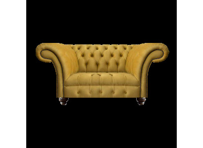 Moderne Chesterfield Gelbe Textilcouch Exklusiver Wohnzimmer Zweisitzer