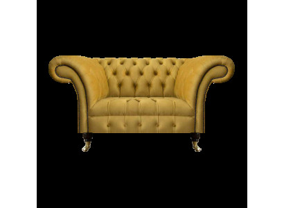 Chesterfield Designer Zweisitzer Sofa Couch Wohnzimmer Luxus Gelb Polstersofa