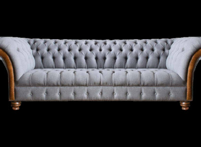Hellgraues Chesterfield Polstersofa Wohnzimmer Designer Couch 4-Sitzer