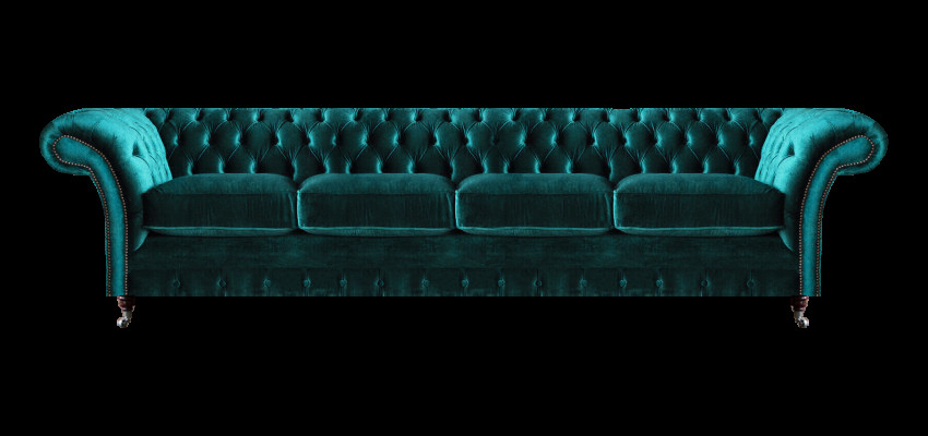 Elegante Chesterfield Grüne Polstercouch Moderner Vieristzer Textilsofa