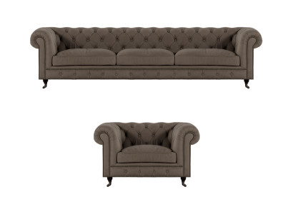 Hellgraue Chesterfield Polstermöbel Edle Textil Couchen Luxus Sessel