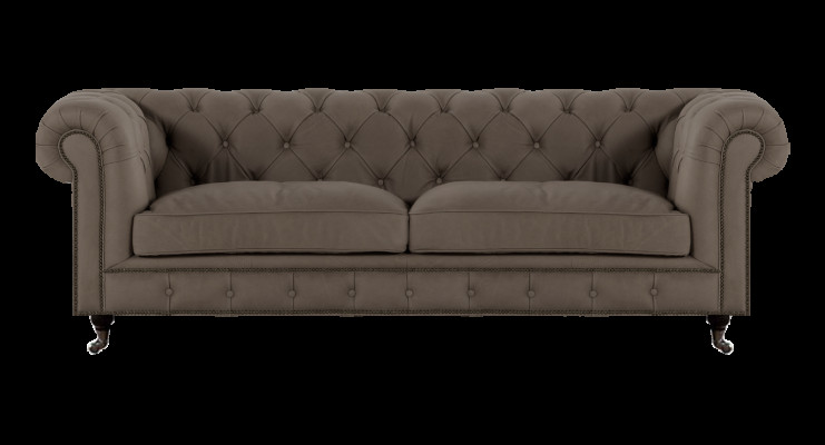 Polstermöbel Chesterfield Zweisitzer Sofa Couch Textil Grau Wohnzimmer