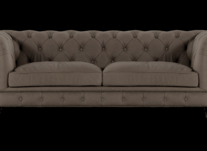 Polstermöbel Chesterfield Zweisitzer Sofa Couch Textil Grau Wohnzimmer