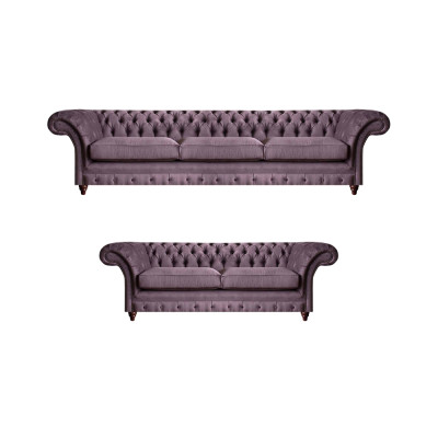 Modernes Chesterfield Polster Set Edler Dreisitzer Textil 2-Sitzer 2tlg