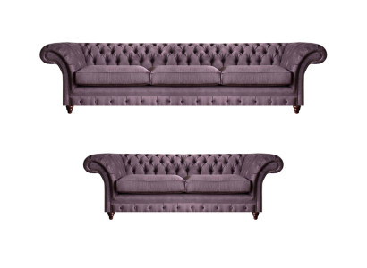 Modernes Chesterfield Polster Set Edler Dreisitzer Textil 2-Sitzer 2tlg