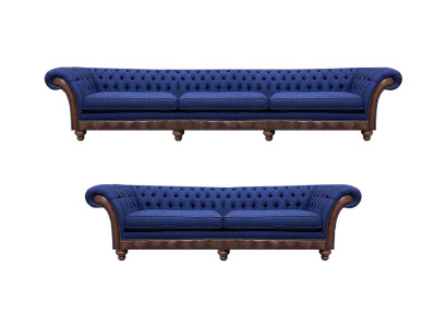 Blaue Chesterfield Stoffcouchen Designer Sofagarnitur Luxus Sitzmöbel