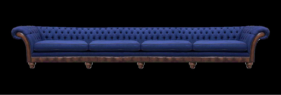 Blaues Chesterfield Wohnzimmer Viersitzer Sofa Exklusive Polstermöbel