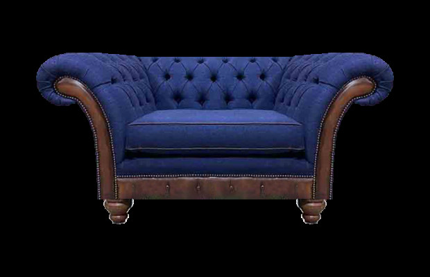 Luxuriöser Chesterfield Blauer Sessel Polstermöbel Designer Lehnsessel