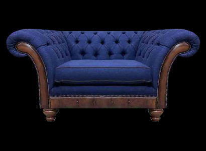 Luxuriöser Chesterfield Blauer Sessel Polstermöbel Designer Lehnsessel
