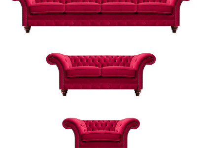 Rote Chesterfield Couchgarnitur Moderne Wohnzimmer Polstersofas 3tlg