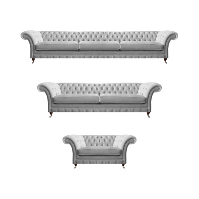 Weiße Chesterfield Couchen Designer Dreisitzer Luxus 2-Sitzer Sessel