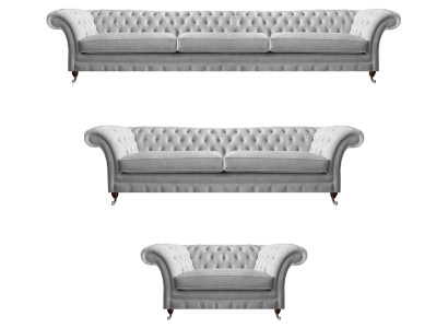 Weiße Chesterfield Couchen Designer Dreisitzer Luxus 2-Sitzer Sessel